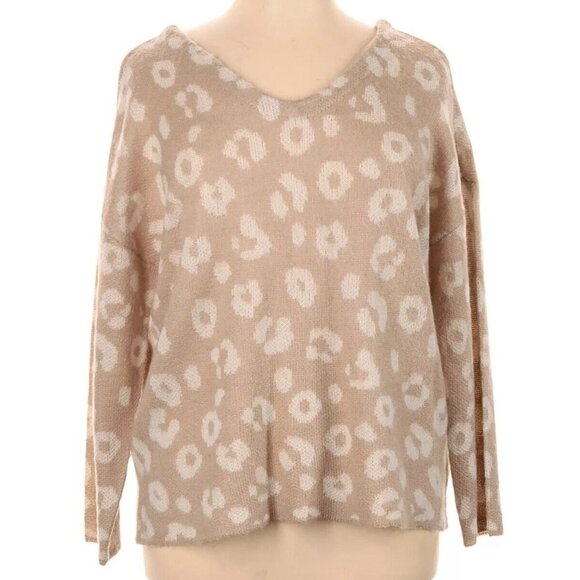 Terra & Sky Sweater Womens Plus 4X (28W-30W) Double V-Neck Pullover Animal Print - Picture 1 of 7